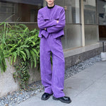 Collarless Suit Jacket Wide-leg Trousers Two-piece Suit