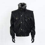 Fur Collar PU Leather MotorcycleJacket