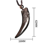 Buddha Stones Natural Black Obsidian Ice Obsidian Rainbow Obsidian Wolf Tooth Pattern Strength Necklace Pendant