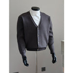V-neck Striped Knit Cardigan