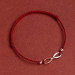 Buddha Stones 925 Sterling Silver Endless Knot Protection Luck Red String Bracelet Anklet
