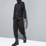 Stand Collar Zipper Loose Irregular Sweatshirt