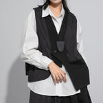 Asymmetrical Black Loose Vest