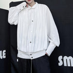 Vintage Stand Collar Pleated Shirt