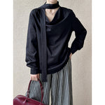 Stack collar Ribbon Shirt