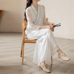 Buddha Stones Retro Prayer Zen Spiritual Meditation Practice Chiffon Clothing Women's Set