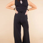 Zeagoo Women's Adjustable Belt Overalls Rompers Sleeveless Wide Leg Jumpsuit