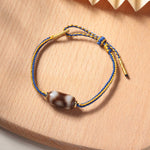 Buddha Stones Tibetan Three-eyed Dzi Bead Luck Happiness Bracelet