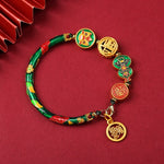 Buddha Stones Tibetan Gourd Fortune Happiness Lion Wealth Luck Bracelet