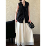 Women's Ruffle Trim Petal Collar Sleeveless Blouse