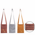 Buddha Stones Spiritual Mind Practice Lotus Embroidered Cotton Shoulder Bag Crossbody Bag