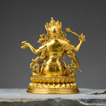 Buddha Stones Four-armed Manjusri Bodhisattva Gold Figurine Compassion Serenity Copper Statue Home Decoration
