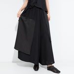 Women's Striped Spliced Elastic-waist faux Two-piece Culottes