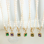 Buddha Stones Pearl Zircon Wealth Charm Necklace Pendant