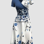 Zeagoo Women's Casual V Neck Short Sleeve Sundress Loose Flowy Print Tunic Beach Dresses