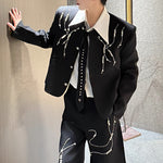 Beaded Shoulder Pad Suit Jacket