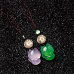 Buddha Stones Natural Chalcedony Fox Harmony Phone Hanging Decoration