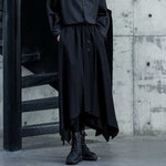 Drape Solid Color Irregular Culottes Hakama Pants