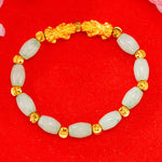 Buddha Stones Electroplating Golden Double Pixiu Wealth Bracelet