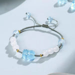 Buddha Stones Natural Aquamarine PiXiu Hetian White Jade Healing Bracelet