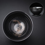 Buddha Stones Gold Leaf Chinese Jianzhan Dragon Phoenix Lotus Avalokitesvara Koi Fish Ceramic Teacup Tenmoku Kung Fu Tea Cup Bowl