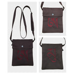 Buddha Stones Handmade OM Mantra Embroidered Spiritual Mind Practice Cotton Crossbody Bag Shoulder Bag Cellphone Bag
