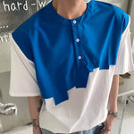 Patchwork Shoulder Pads Short Sleeve T-Shirt