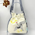 Buddha Stones Embroidered Butterfly Lotus Magnolia Cotton Linen Tote Crossbody Bag Shoulder Bag Handbag