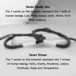 Buddha Stones Seven Deadly Sins Seven Virtues Braided String Bracelet