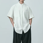 Summer Stand-up Collar Draped Shirt