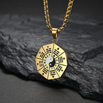 Buddha Stones Bagua Yin Yang Titanium Steel Balance Necklace Pendant