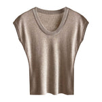 Women's U Neck Flutter Sleeve Knit Drop Shoulder Tee