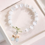 Buddha Stones Cat's Eye Green Aventurine Blue Chalcedony Pink Crystal Peace Orchid Charm Bracelet