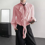 French Retro-fitted Ruffle Draped Shirt