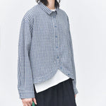 Curved Hem Checkered Textured Shirt