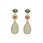 Buddha Stones FengShui Jade Double Happiness Fortune Earrings
