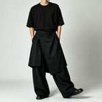 Japanese Loose High-waist Asymmetric Apron Layered Skirt-pants