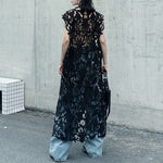 French Retro Hollow Lace Cover-up Dress