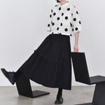 Women's Polka Dot Pleated Retro Collared Short Shirt