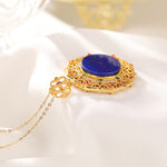 Buddha Stones 925 Sterling Silver Plated Gold Lazurite Positive Necklace Pendant