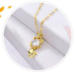 Gold platted cat necklace with zircon