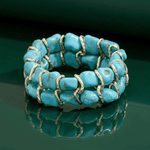 Turquoise Stone Woven Gold Bracelet