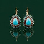 Vintage Gold Turquoise Gemstone Drop Earrings