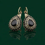 Vintage Gold Turquoise Gemstone Drop Earrings