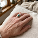 Antique Turquoise Inlaid Gold Silver Ring