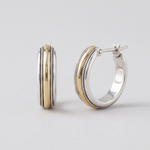 Vintage Golden Line Silver Hoop Earrings