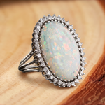 Grand White Opal Halo Ring