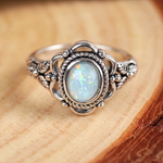 Vintage Silver & Opal Floral Ring