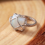 White Opal Wire-Wrapped Silver Ring