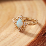 White Opal Baroque Gold Ring